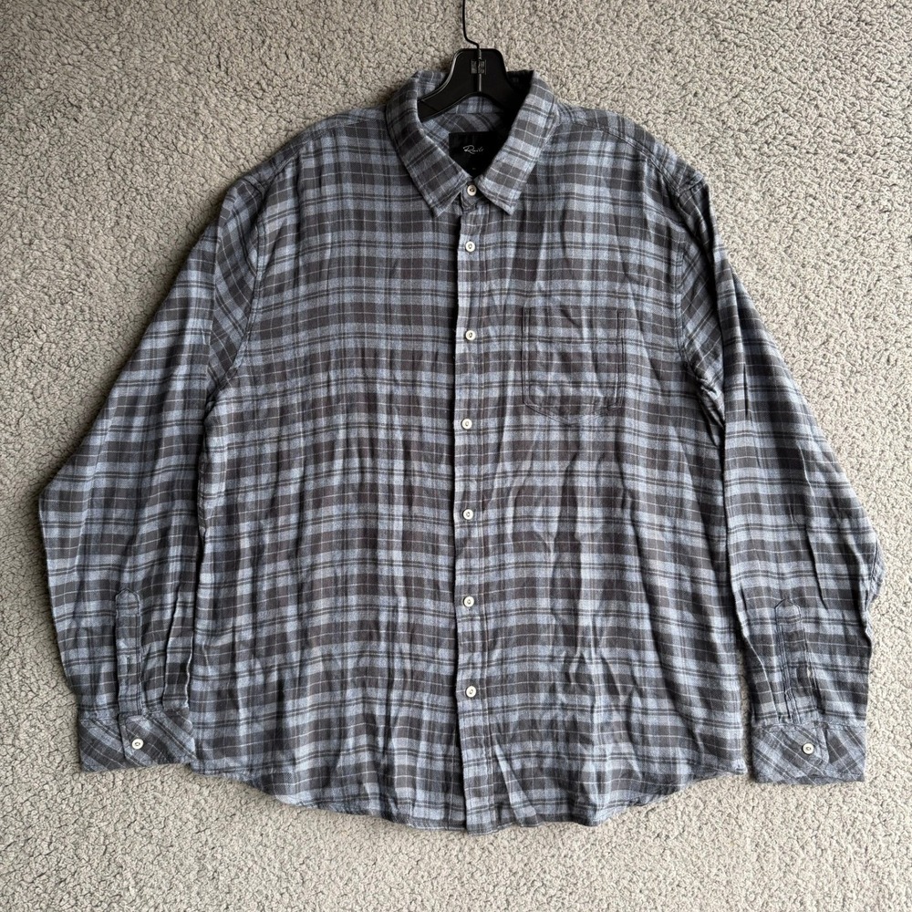 Rails Mens XL Plaid‎ Button Down Shirt Blue Grey Long Sleeve Pocket NWT
